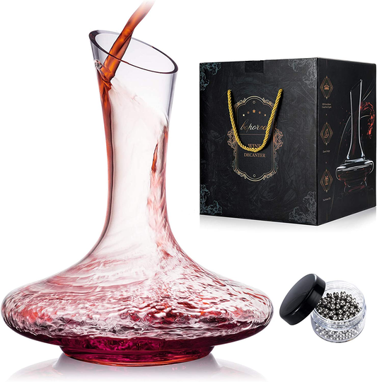 Wine Decanter,Red Wine Carafe,Wine Aerator,100% Hand Blown Lead-Free Crystal Glass with Cleaning Beads,Wine Decanters and Carafes,Wine Gift with Luxury Packaging,Wine Accessories (1200ML)