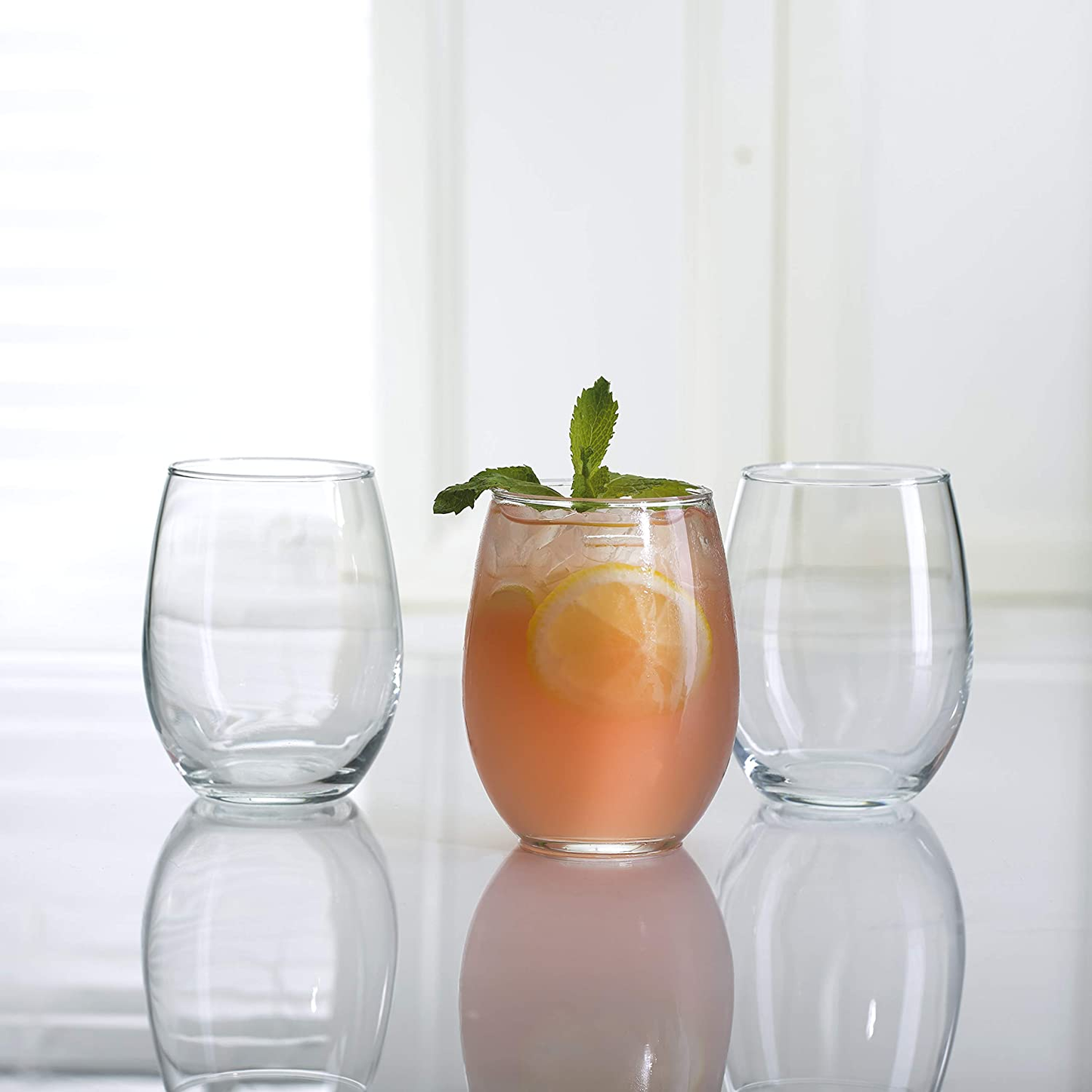 Stemless Wine Glasses (Set of 4), 15 Oz