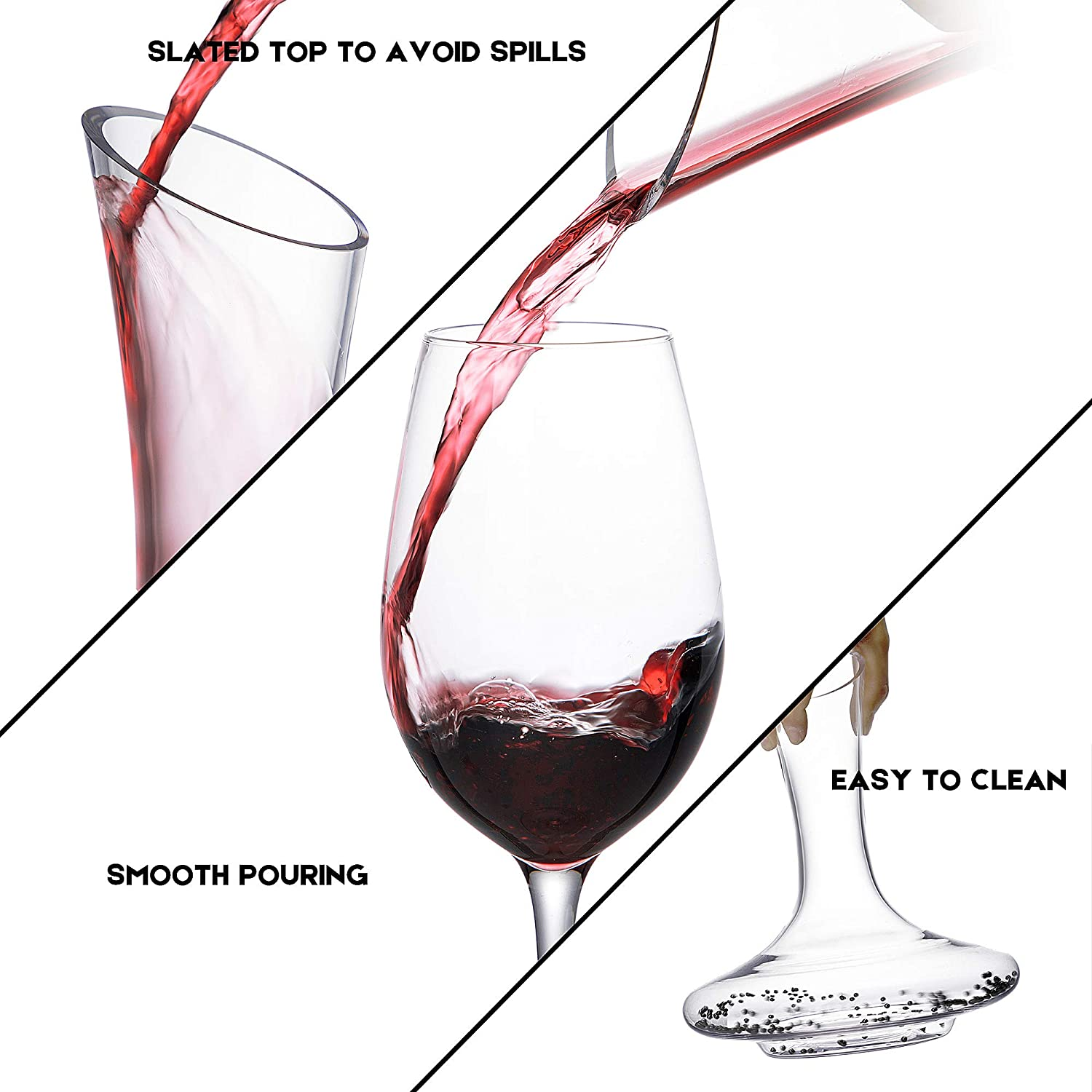 Wine Decanter,Red Wine Carafe,Wine Aerator,100% Hand Blown Lead-Free Crystal Glass with Cleaning Beads,Wine Decanters and Carafes,Wine Gift with Luxury Packaging,Wine Accessories (1200ML)