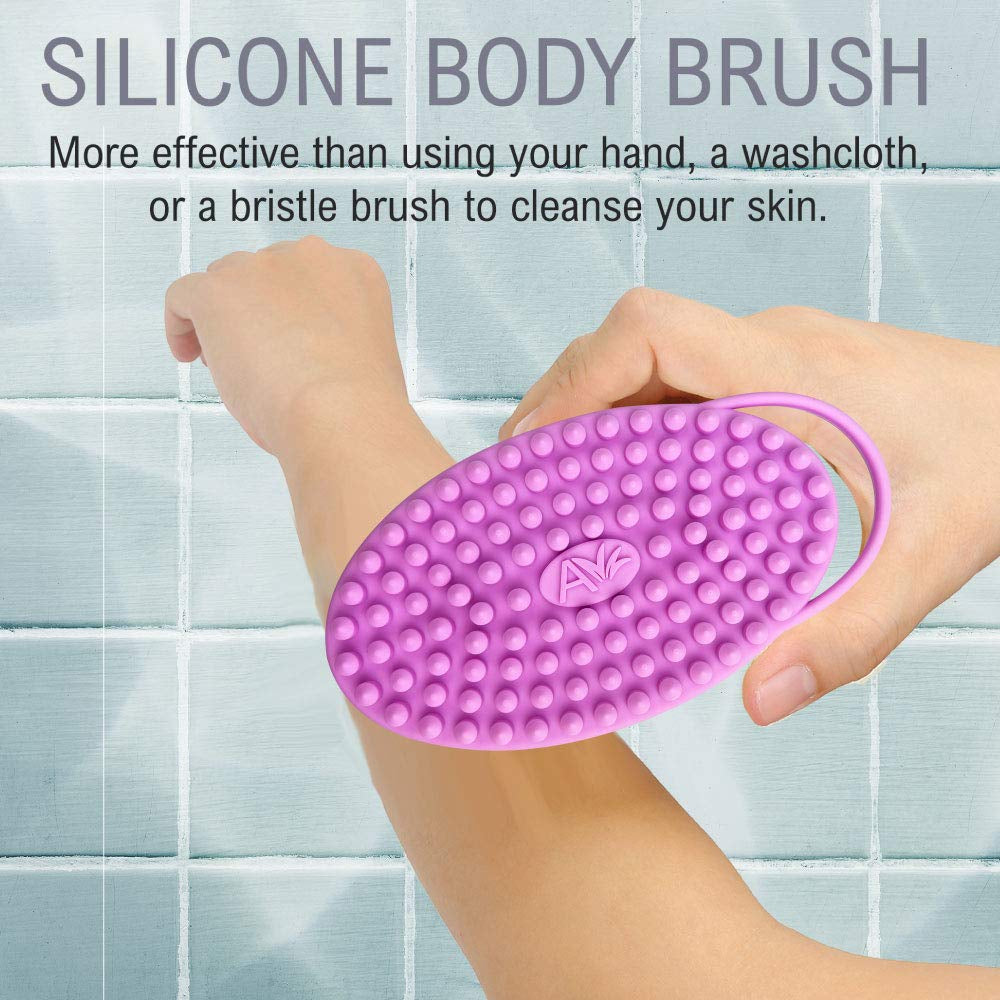 Exfoliating Silicone Body Scrubber Easy to Clean, Lathers Well, Long Lasting, and More Hygienic than Traditional Loofah (Marbled)