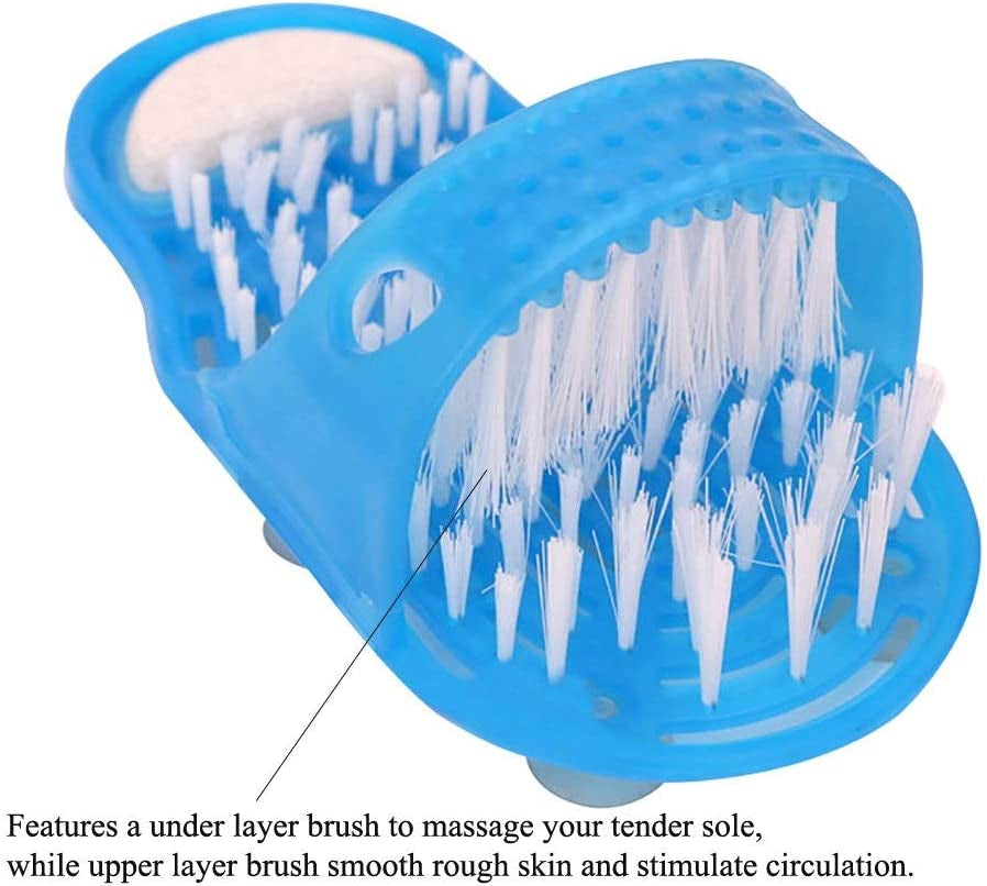 Messar Bathroom Shower No Bending Feet Brush Foot Cleaning Bristle Slipper Washer Bath Scrubber Massager Stick on Floor