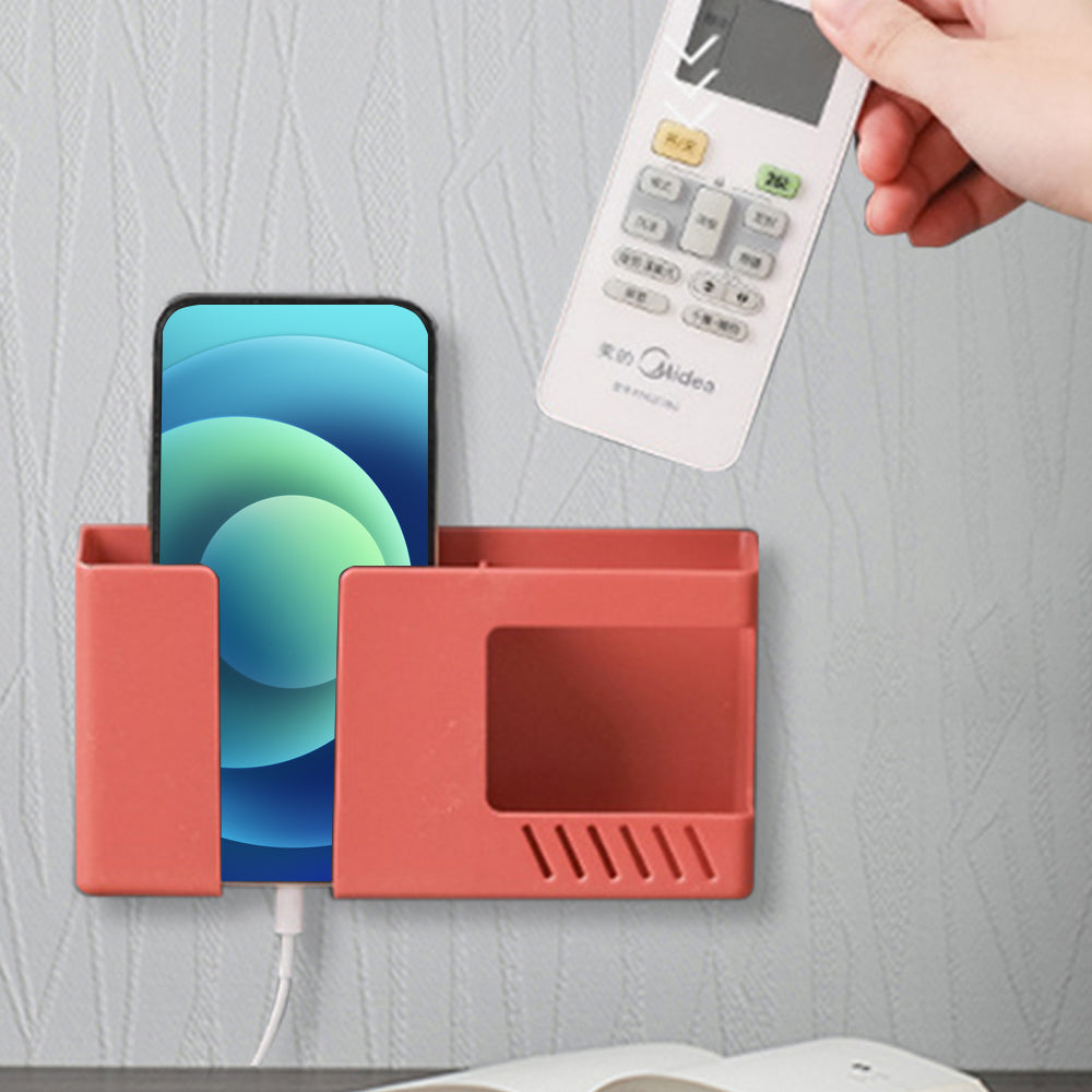 4/2/1Pcs Punch-Free Mobile Phone Holder Wall Mount Stand Remote Control Organizer Storage Box Charging Bedside Container Rack