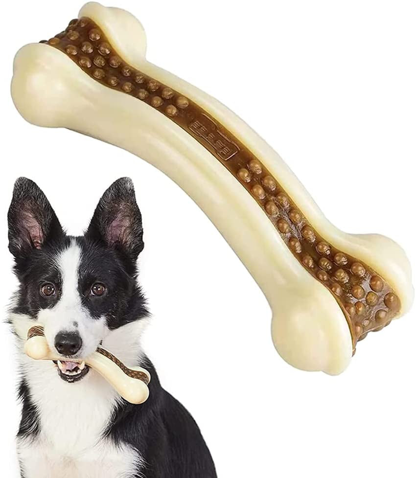 Dog Chew Toys for Aggressive Chewers, Beef Flavor Puppy Teething Chew Toys, Durable Nylon Dog Toys for Medium Dogs, Dog Bones for Aggressive Chewers, Tough Dog Bones for Large Dogs