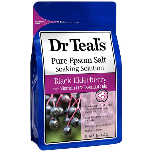 Pure Epsom Salt Soak, Black Elderberry with Vitamin D, 3 Pound(48 Ounce)