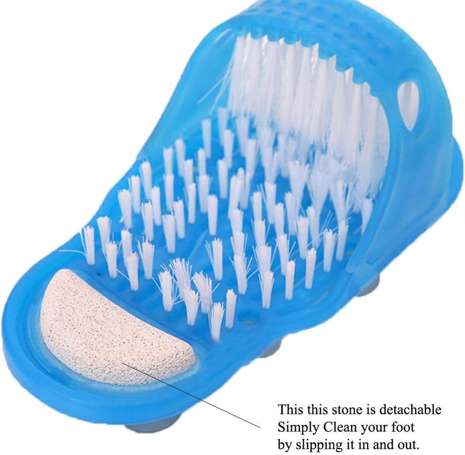 Messar Bathroom Shower No Bending Feet Brush Foot Cleaning Bristle Slipper Washer Bath Scrubber Massager Stick on Floor