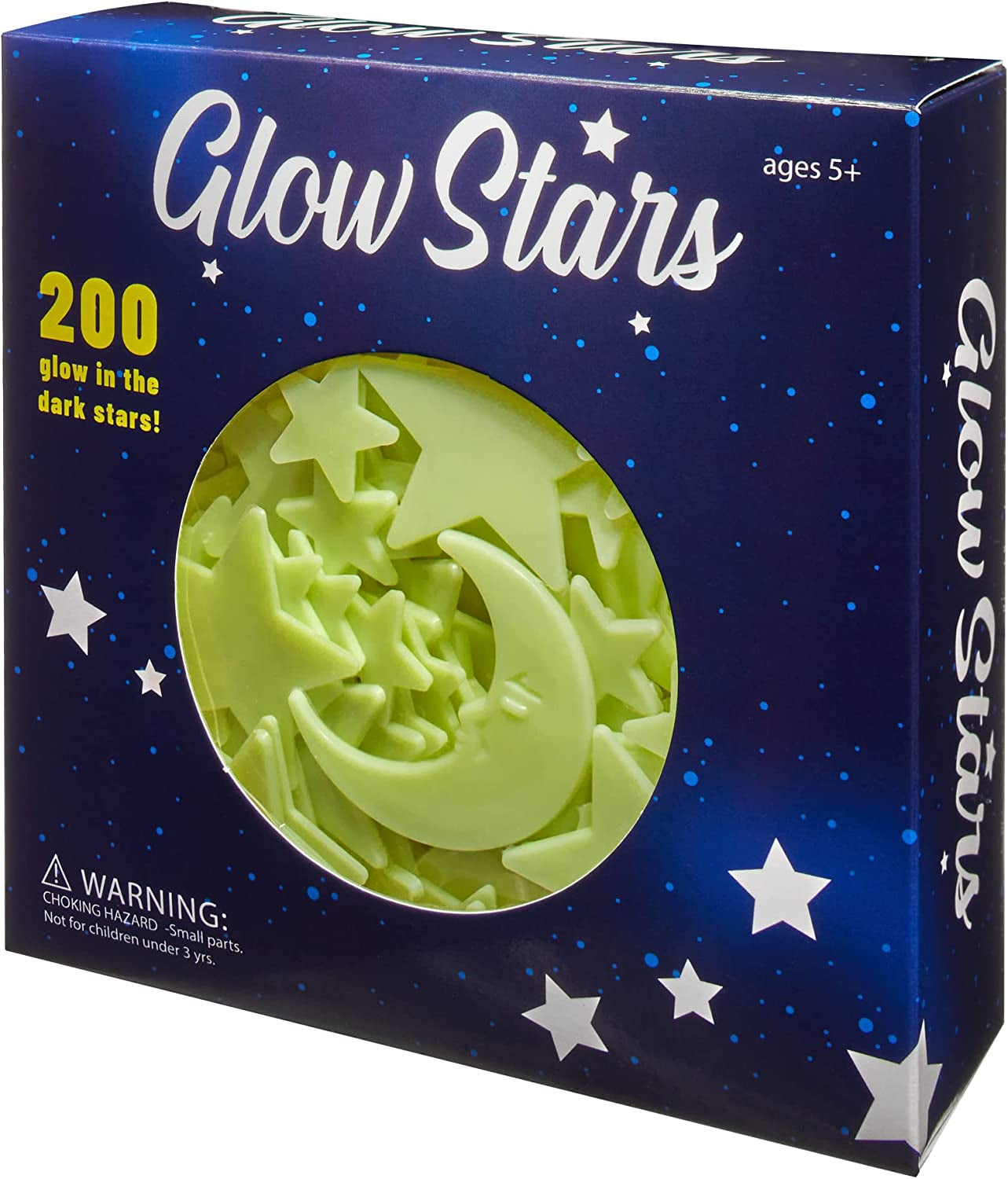 Deluxe 200 Count Glow Stars, 200 Glow in the Dark Stars, Ceiling Stars with Bonus Moon, Stocking Stuffers for Kids, Room Decor