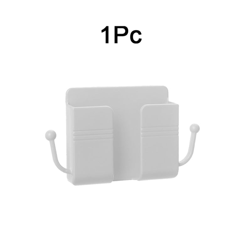 4/2/1Pcs Punch-Free Mobile Phone Holder Wall Mount Stand Remote Control Organizer Storage Box Charging Bedside Container Rack