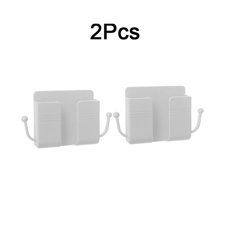 4/2/1Pcs Punch-Free Mobile Phone Holder Wall Mount Stand Remote Control Organizer Storage Box Charging Bedside Container Rack