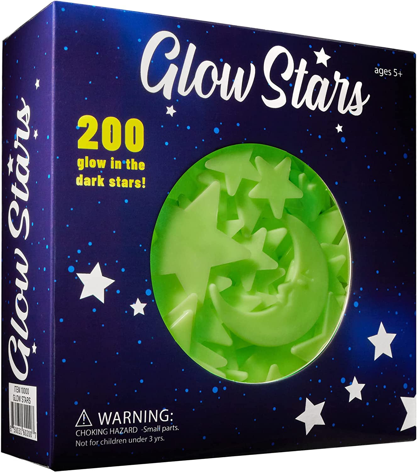 Deluxe 200 Count Glow Stars, 200 Glow in the Dark Stars, Ceiling Stars with Bonus Moon, Stocking Stuffers for Kids, Room Decor