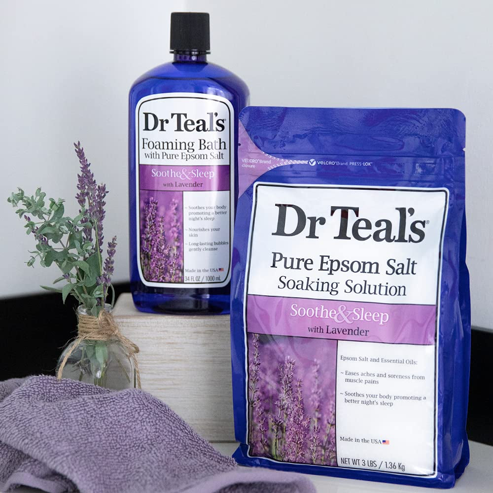 Dr. Teal'S Epsom Salt Soaking Solution and Foaming Bath with Pure Epsom Salt Combo Pack, Lavender